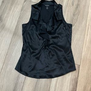 White House Black Market Silk Ruffled Tank Blouse Top